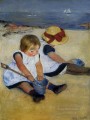 Niños en la orilla impresionismo madres hijos Mary Cassatt
